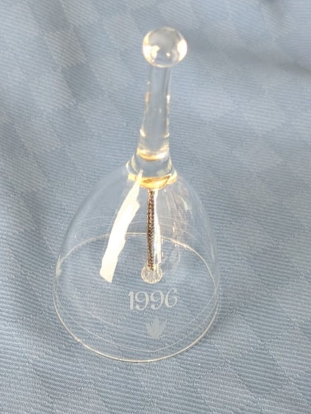 Vintage 1996 Waterford Crystal Annual Holiday Bell Etched Maple Leaf